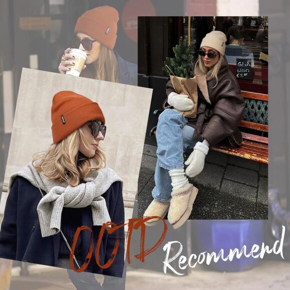 🆕 Women Brown Knit Beanie Hat Acrylic Winter Soft Wearing Warm Unisex Cuffed - Picture 4 of 9